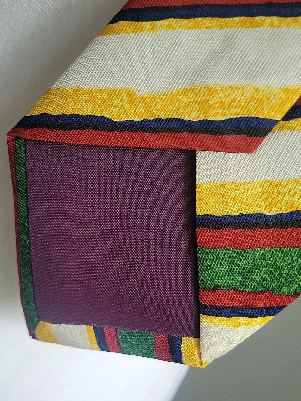 Vintage J. Crew Silk Striped Green, Red, Purple/Blue, Yellow & Cream Men's Tie